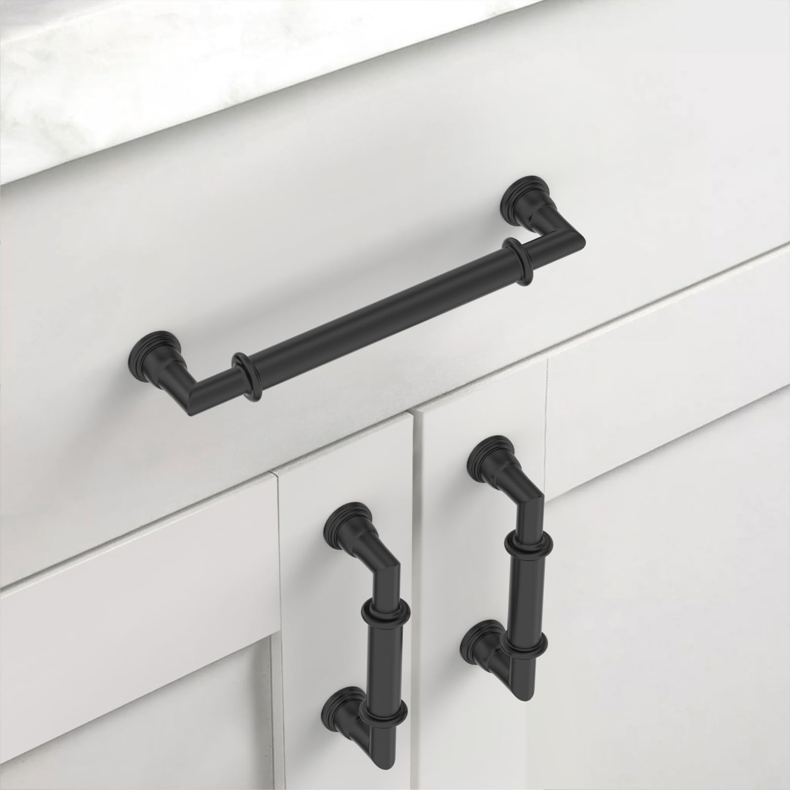 Asidrama 10 Pack 5 Inch(128mm) Matte Black Kitchen Cabinet Handles, Cabinet Pulls Kitchen Cabinet Hardware for Cupboard Drawer Pulls — Amazon image 3