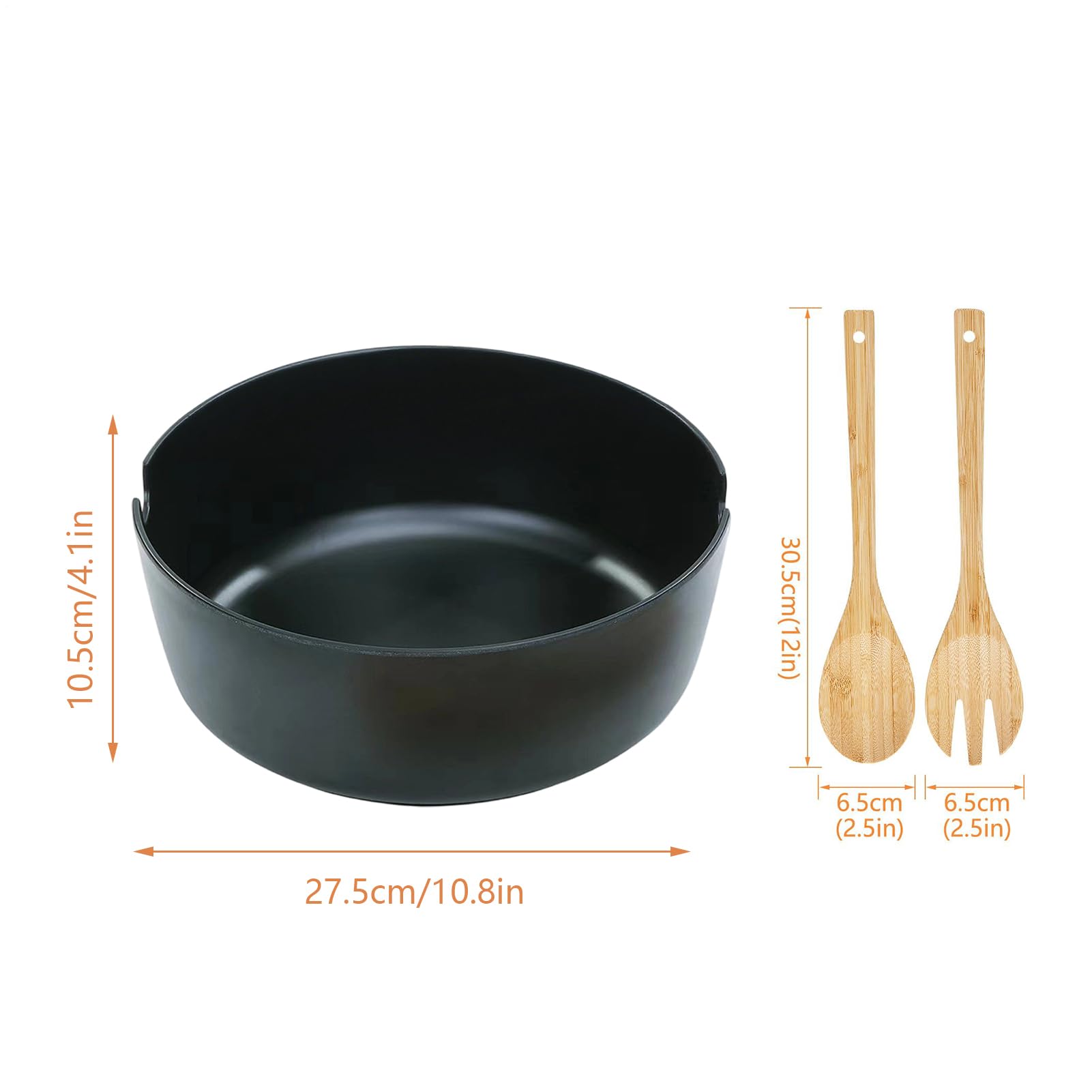 Ensaladeras Grandes Ensaladeras De Madera Vajilla Cuchara Tenedor | Boles Grandes para Ensaladas y Comer Frutas, Snacks, Pasta, Preparación de Comidas, , Camping, Barbacoa