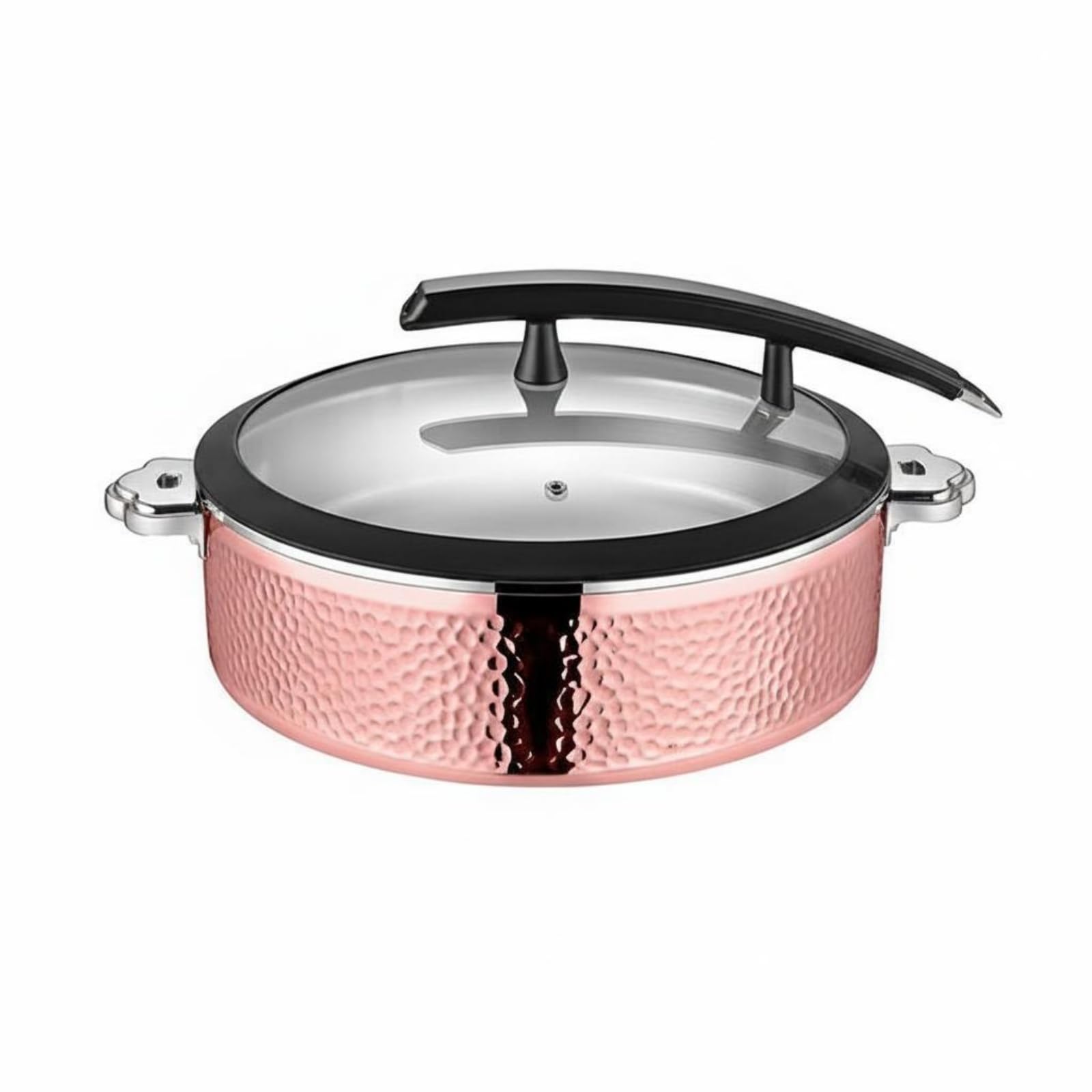 B Baosity Chafing Dish Calentador de Buffet Recipiente Bandeja Caldera de Comida de Acero Inoxidable Estructura Resistente para Uso Diario Profesional, Oro Rosa, 38CM