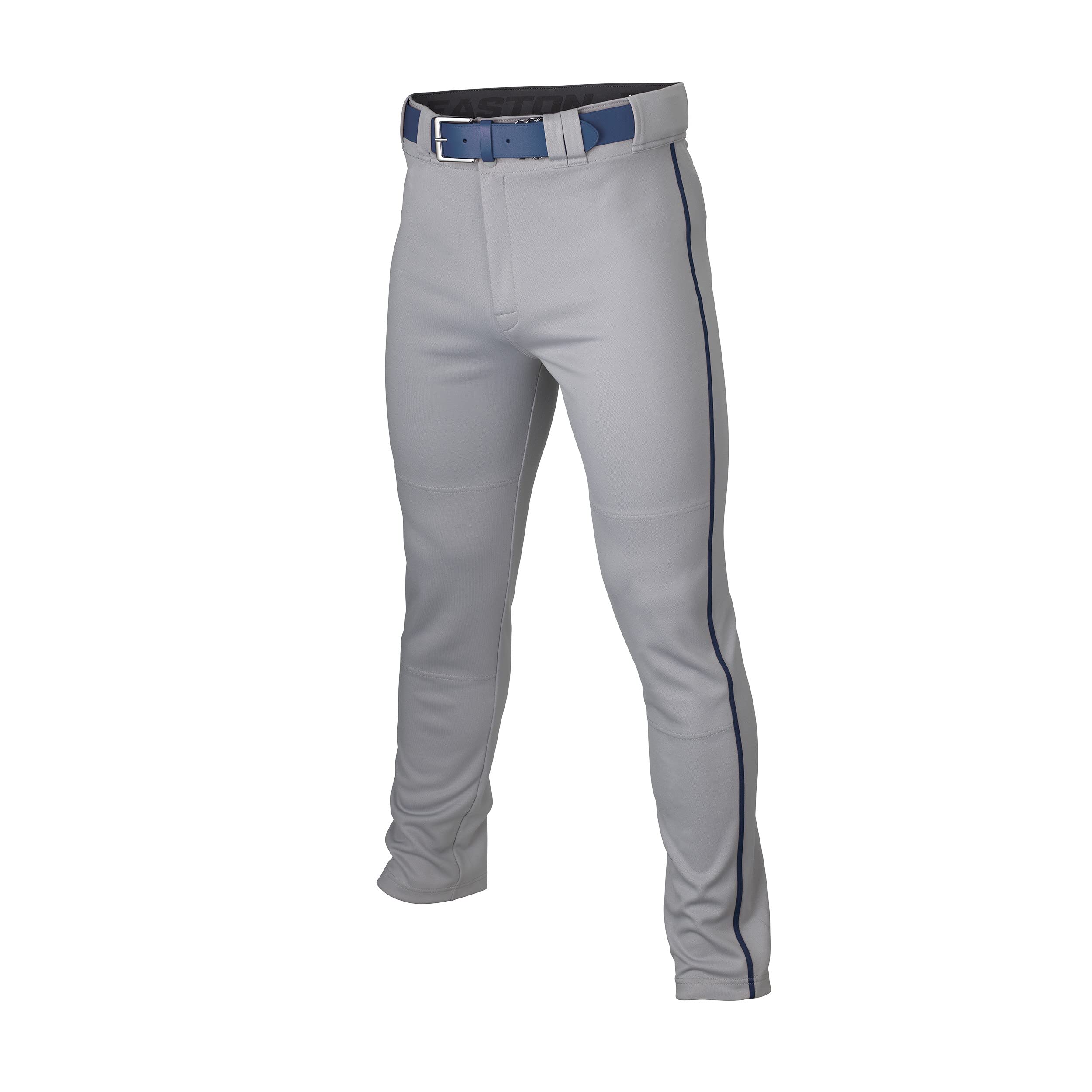 Easton Rival+ Baseball Pants | Full Length Semi-Relaxed Fit | Adult Sizes | Piped | Multiple Colors Pantalones de béisbol, Gris/Azul Marino, L para Hombre