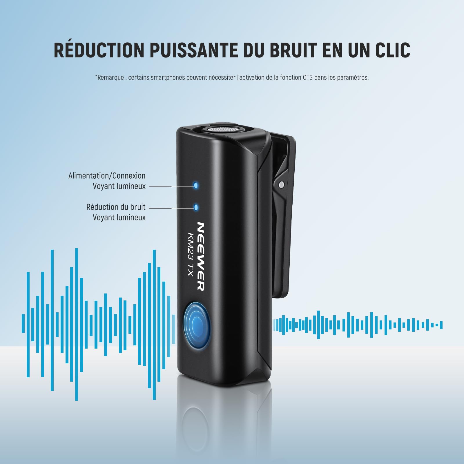 NEEWER Système de Microphone Cravate sans Fil pour USB C, Mini Micro Cravate Antibruit en Clic pour Vlogging, Micro à Condensateur Omnidirectionnel Compatible avec iPhone 15, Samsung Android, KM23