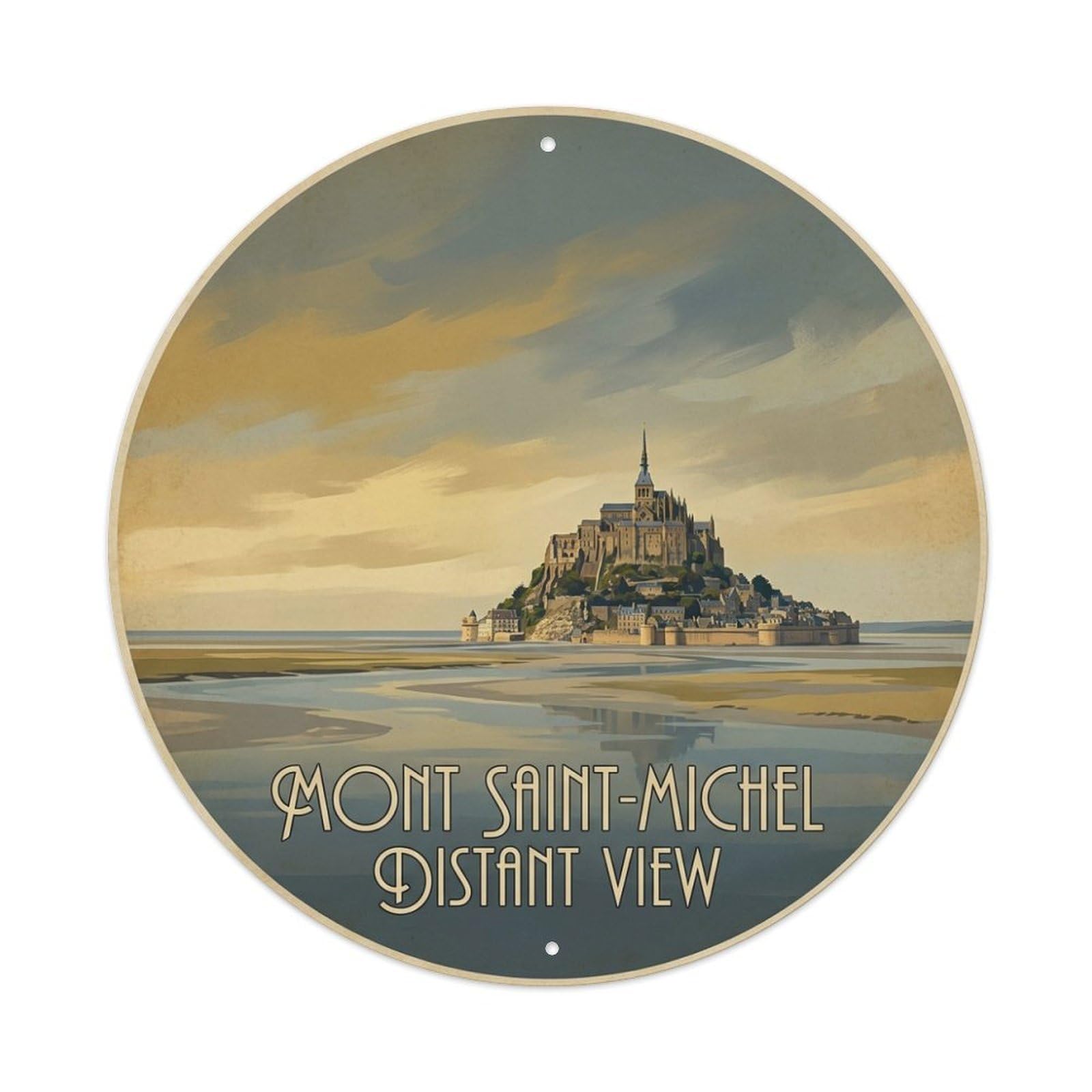 Distant View Mont Saint Michel France Scenic Travel Metal Tin Sign
