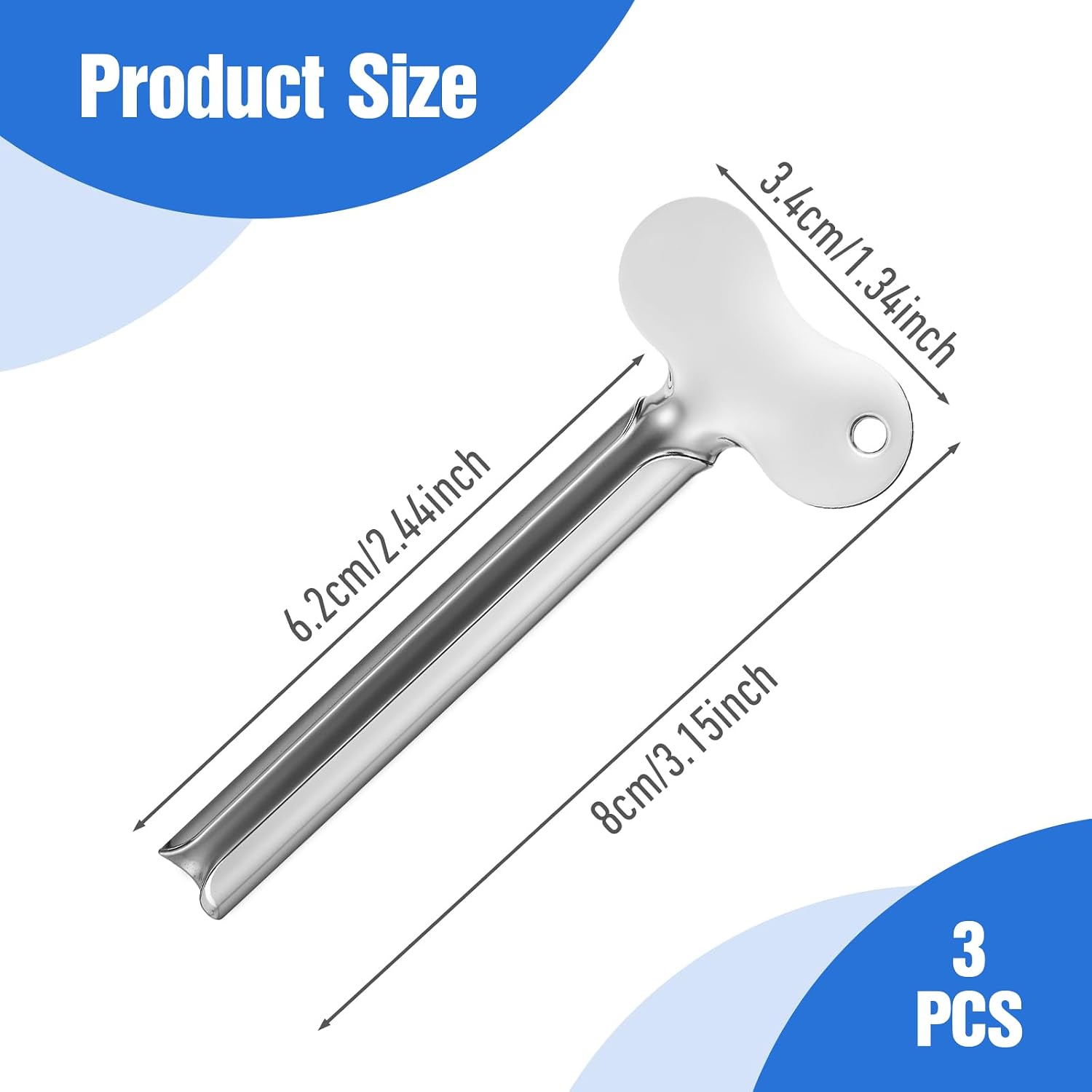 Mabor 3Pcs Toothpaste Tube Squeezer, Stainless Steel Metal Toothpaste Key Squeezer Roller Tube Wringer Dispenser Tools for Paint Cream Cosmetic Hair Dye