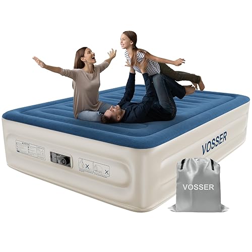 VOSSER Queen Air Mattress with Built-in Pump,18'' Raised Blow Up