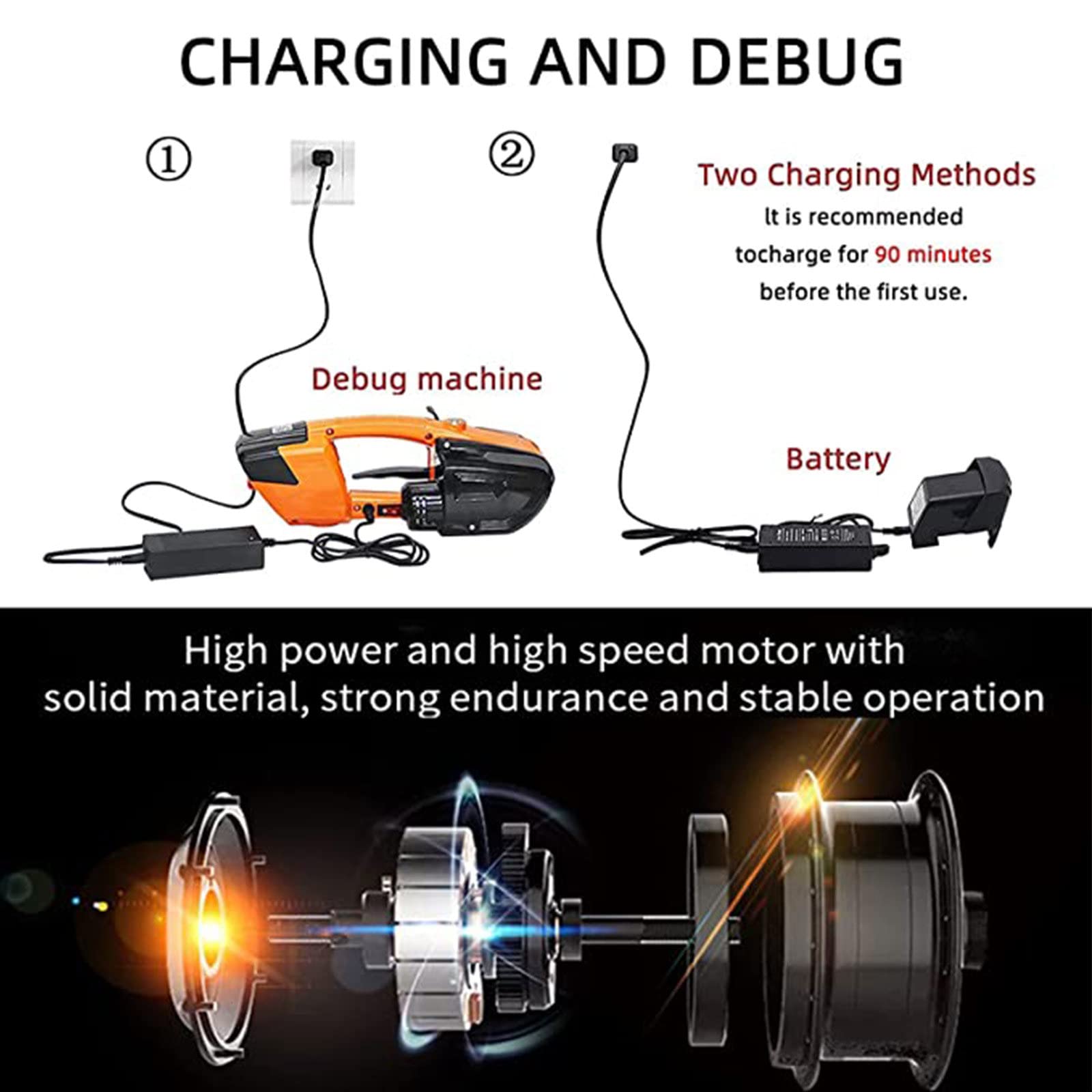 Kit di reggiatura Elettrico,Reggiatrice elettrica,Kit di reggiatura Alimentato a Batteria,Tenditore Elettrico per reggiatura,Reggiatrice Automatica Portatile per Larghezza 13-16mm P