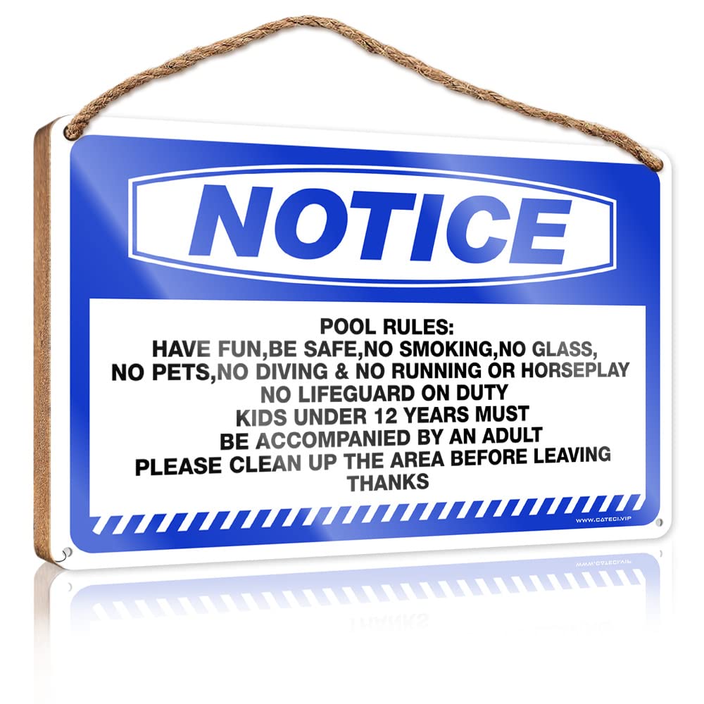FZFN Bathroom Wall Wood Sign Notice Pool Rules No Running, No Rough Play, No Wooden Sign Funny Bathroom Signs Signs & Plaques(15X28CM)