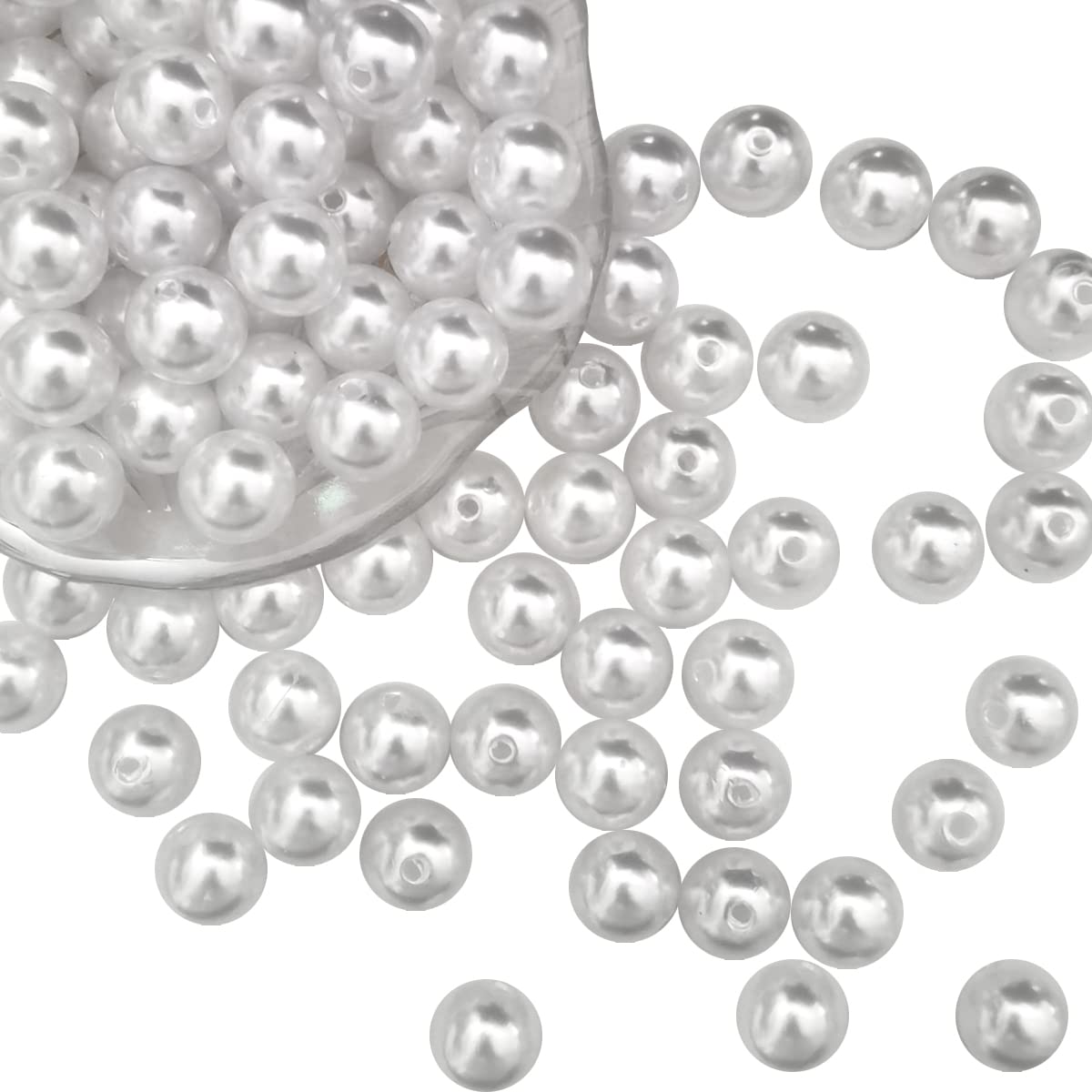 100Pcs 16mm White Pearl Beads for Cratfs,Big Size Loose Pearl Beads with Hole Faux Pearls Round White Beads for Jewelry Making,DIY Craft Bracelets,Vase Fillers,Table Scatter Home Wedding Decoration