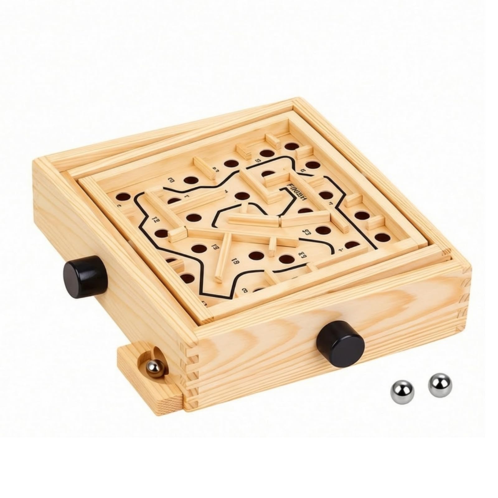 Percorso Palline di Metallo Sicuro Gioco Percorso con Barriere in Legno Sviluppa Le capacità Motorie Gioco di Equilibrio in Legno, Stile C