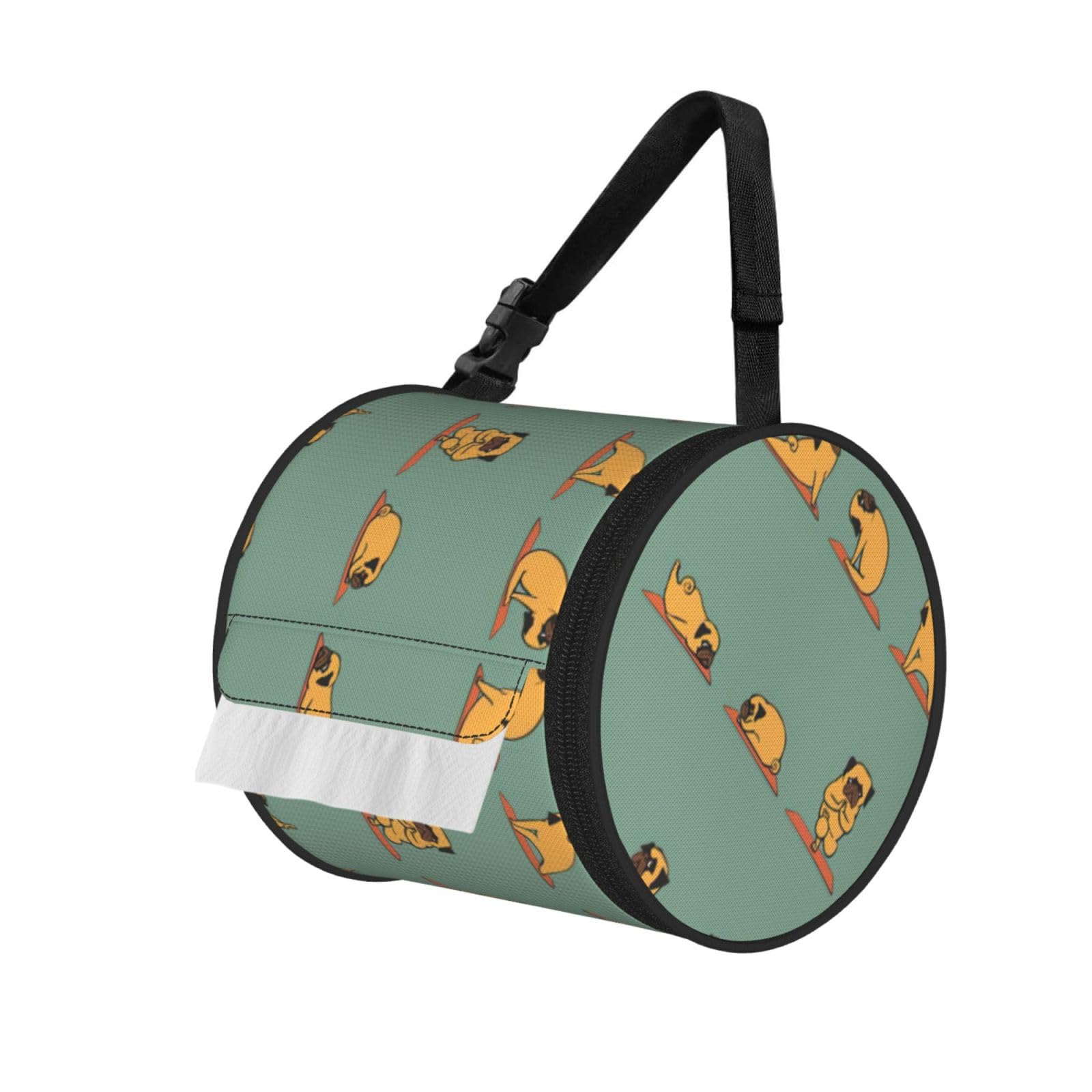 Yoga Pug Print Fashion Tissues Organizer Box, Hanging Tissue Holder For Purse Coins For Car Office Daily Outing