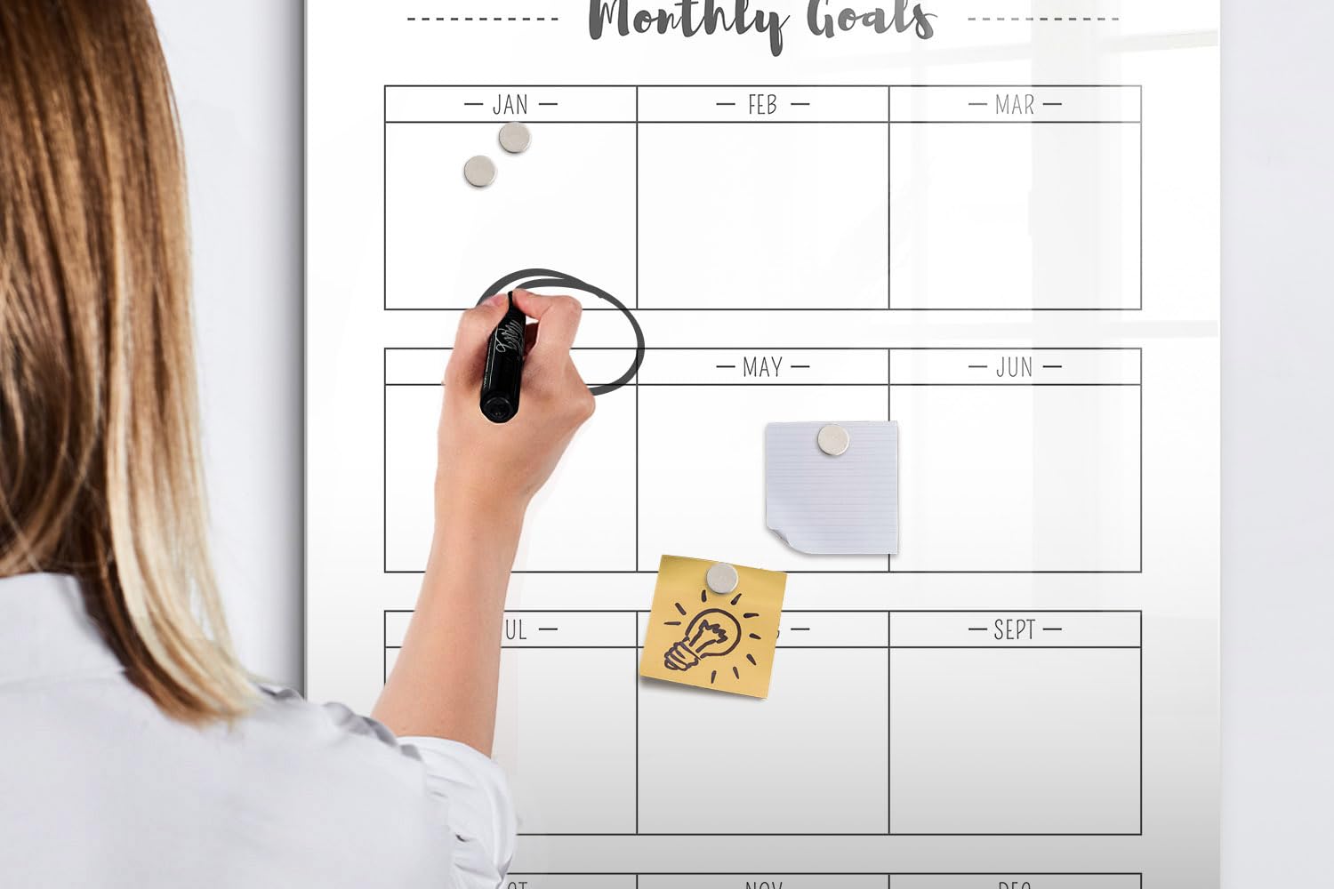 Lavagna in Vetro Magnetica con Accessori | Magneti Potenti, Pennarello e Gomma Inclusi | Ottima per Casa, Ufficio e Scuola - 90x60 - Agenda settimanale