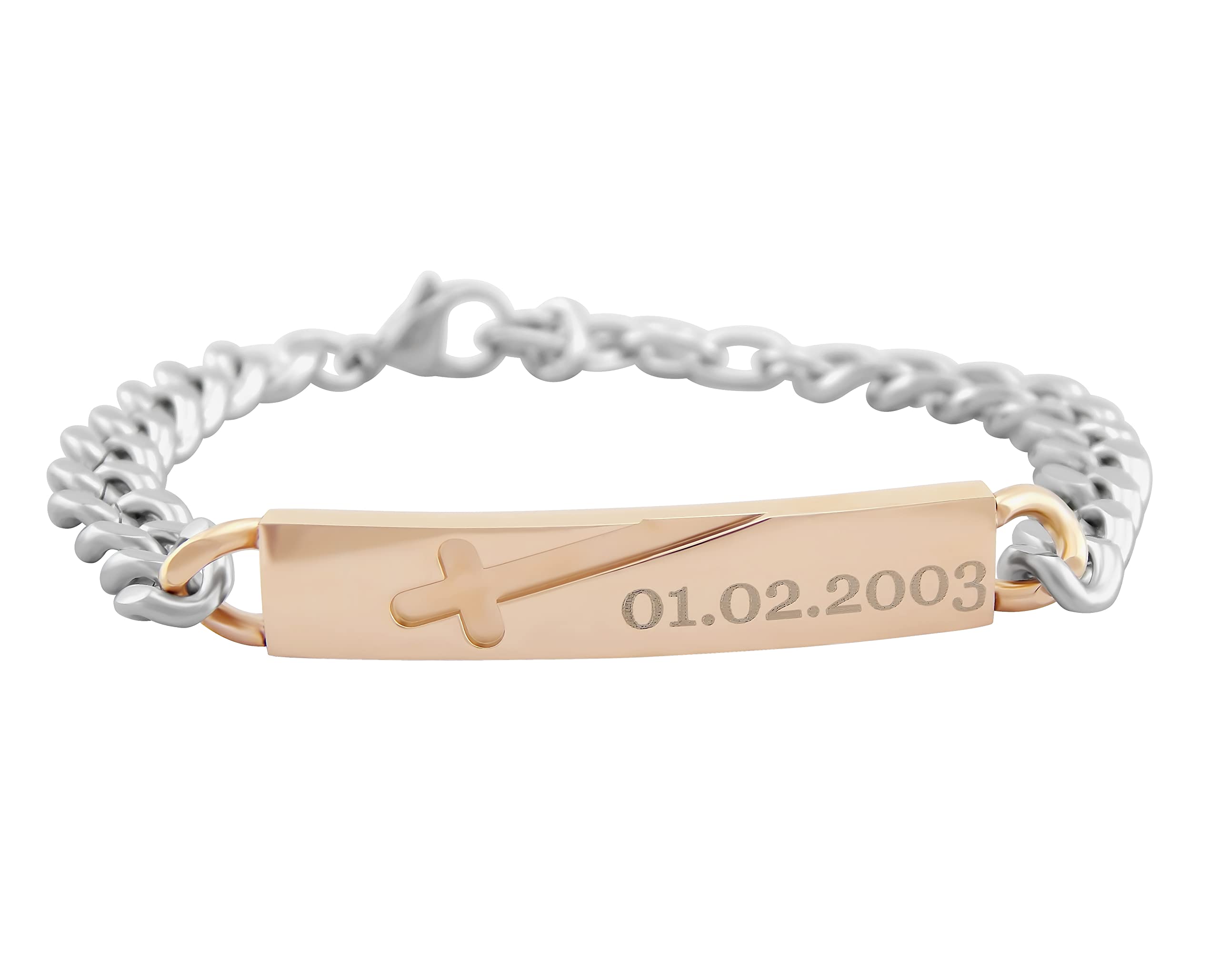 Pärchen Armband mit Gravur 2 Stück silber gold 22 cm | Armband personalisiert Edelstahl für Partner Familie Beste Freundin BFF | Partnerarmbänder 2er Set Armbänder für Paare