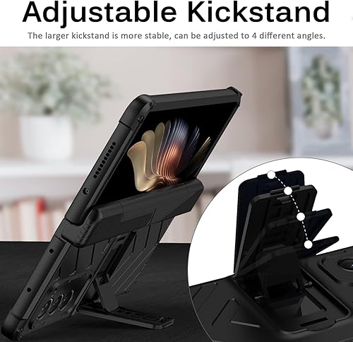 Miniatura 3 de Miimall Funda compatible con Z Fold 2, Galaxy Z Fold 2, protección magnética de bisagra, soporte ajustable, policarbonato duro, todo incluido, funda