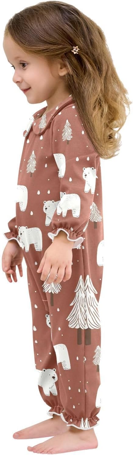 vvfelixl Baby Sleepers Winter White Bear Long Sleeve Onesie Girl Baby Clothes for Girl Play One-piece for 0-3 months