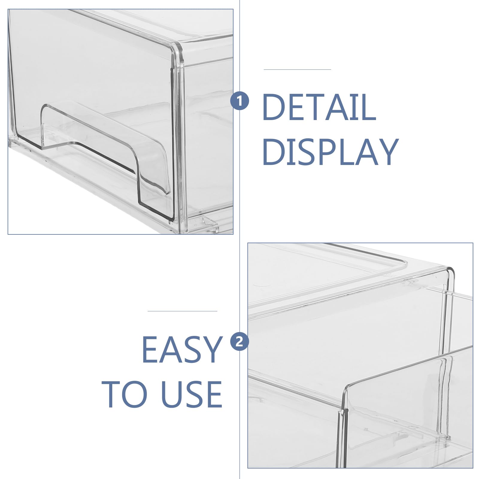 Vaguelly Cajón de almacenamiento apilable, caja de acrílico transparente, organizador de maquillaje, joyas, oficina, papelería, tocador, armario de baño, organización de despensa.