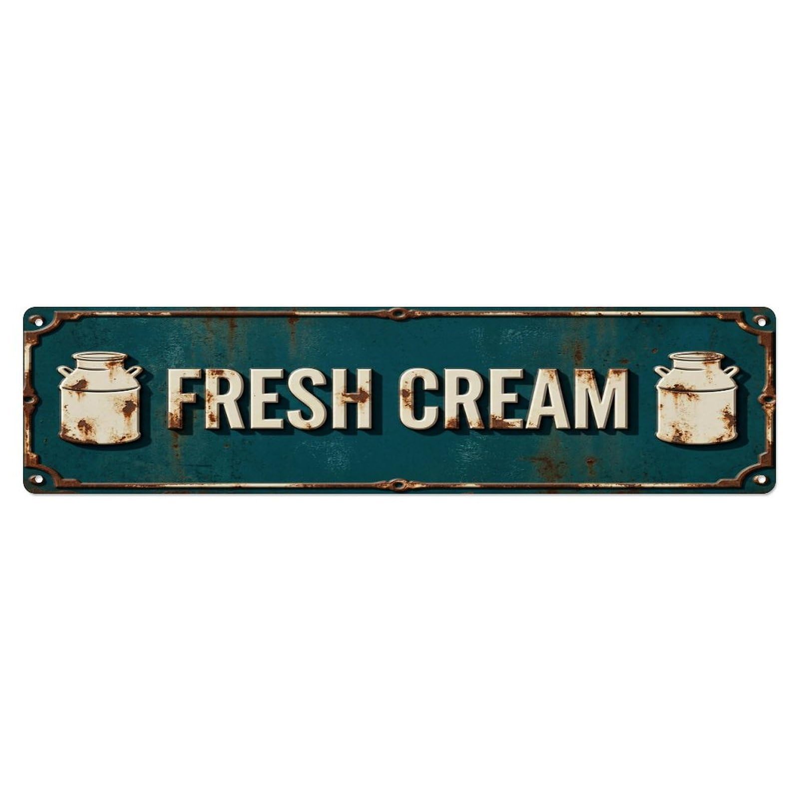 FRESH CREAM Vintage Dairy Rustic Farmhouse Metal Tin Sign