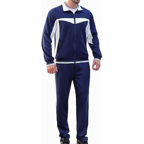 Men's Tracksuit 2 Piece Outfit Long Sleeve Jogging Sweatsuit Running Athletic Sports Set