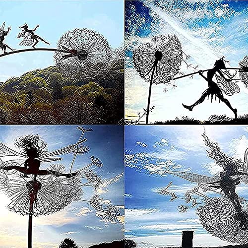 Bdrkcc Fairies Dandelions Garden Art Sculpture Dance Yard Decorations Stainless Steel Garden Fairy Ornaments Garden Dandelion For Outdoor Decoration Metal #TOP5