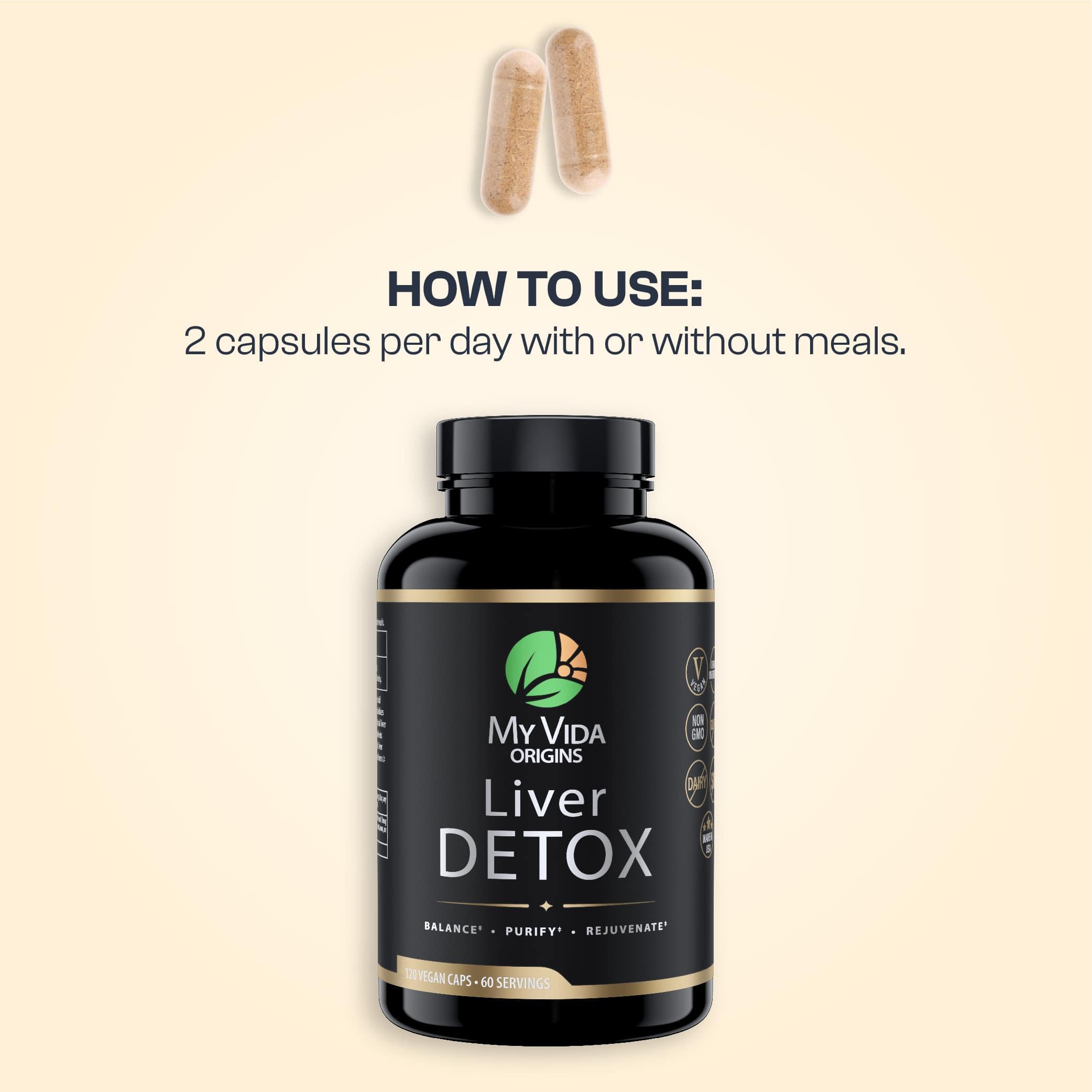 My Vida Origins Liver Detox with Organic Milk Thistle Organic Dandelion Extract and Choline with NAC – Liver Detox 120 Capsules