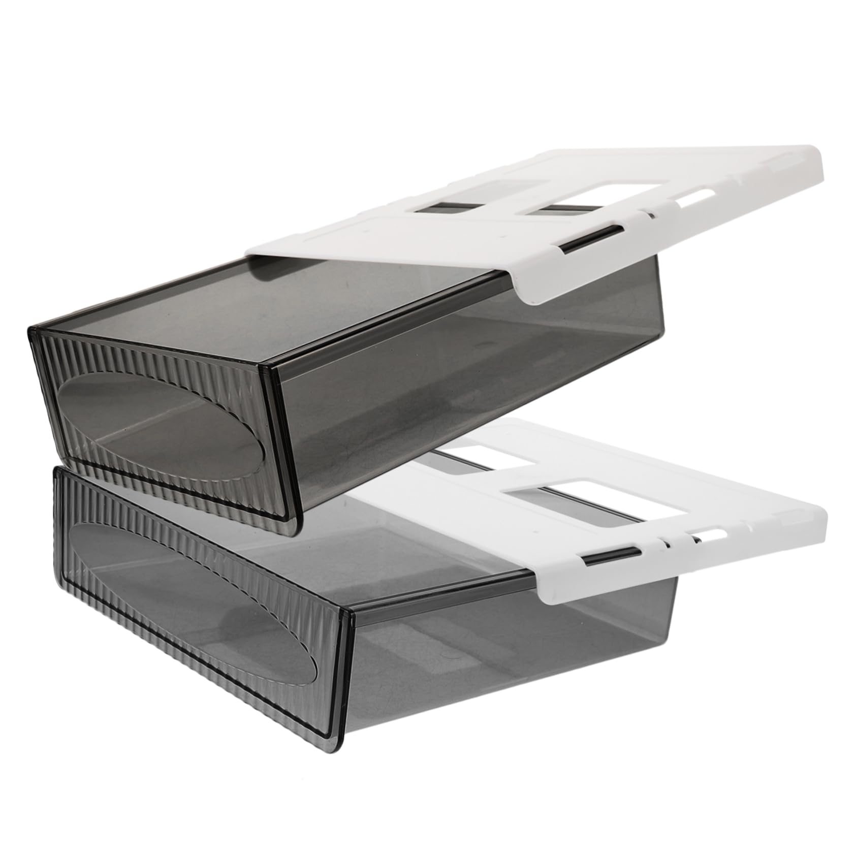 Mipcase 2pezzi Sotto la Scrivania Organizer per Scrivania in Buona Plastica Resistente e Durevole Facile da Aprire e Chiudere Salvaspazio per Uso Domestico e Ufficio