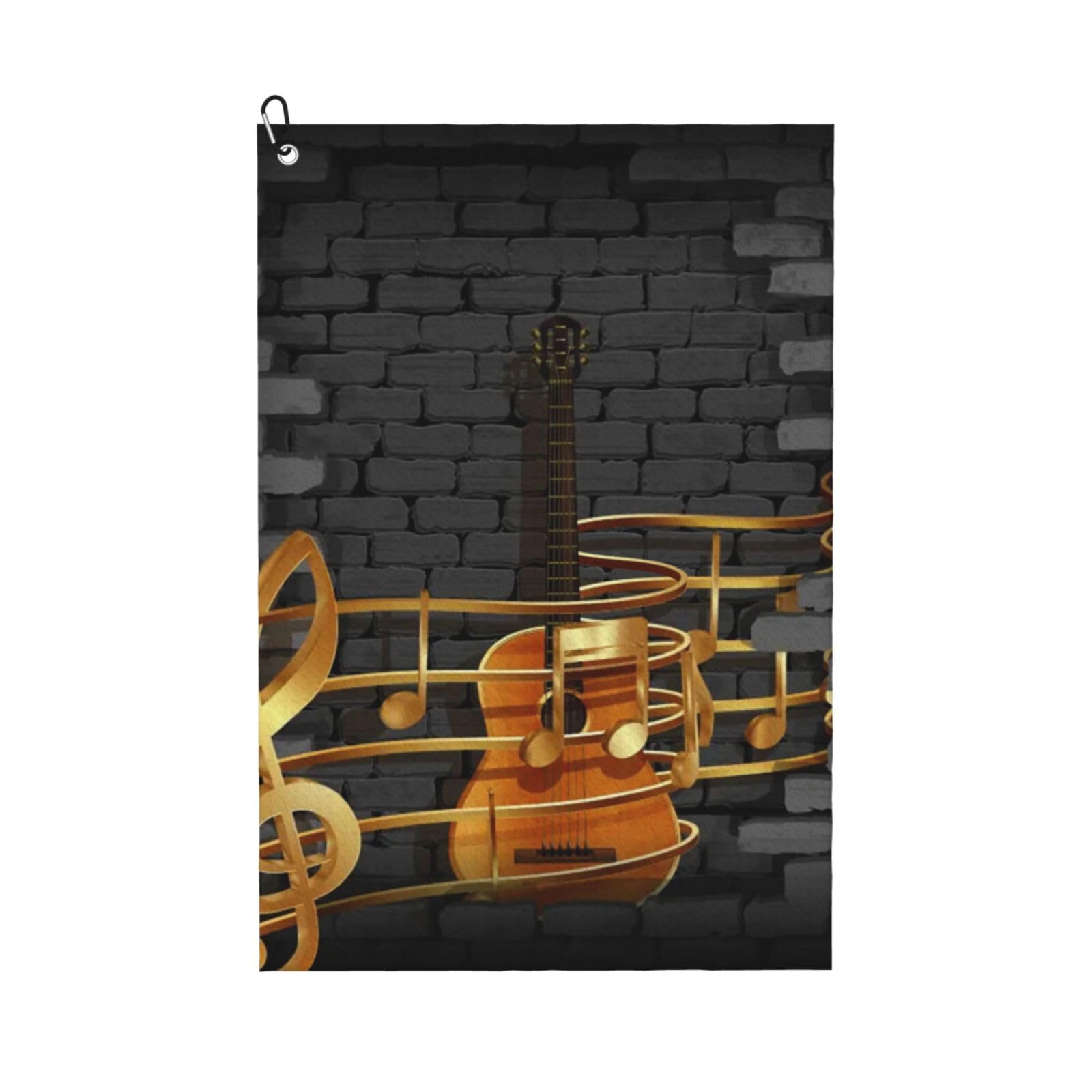 Hnnkloy Note Guitar Printed, 16x24 in Portable Waffle Golf Towels with Carabiner Clip for Golf Bag