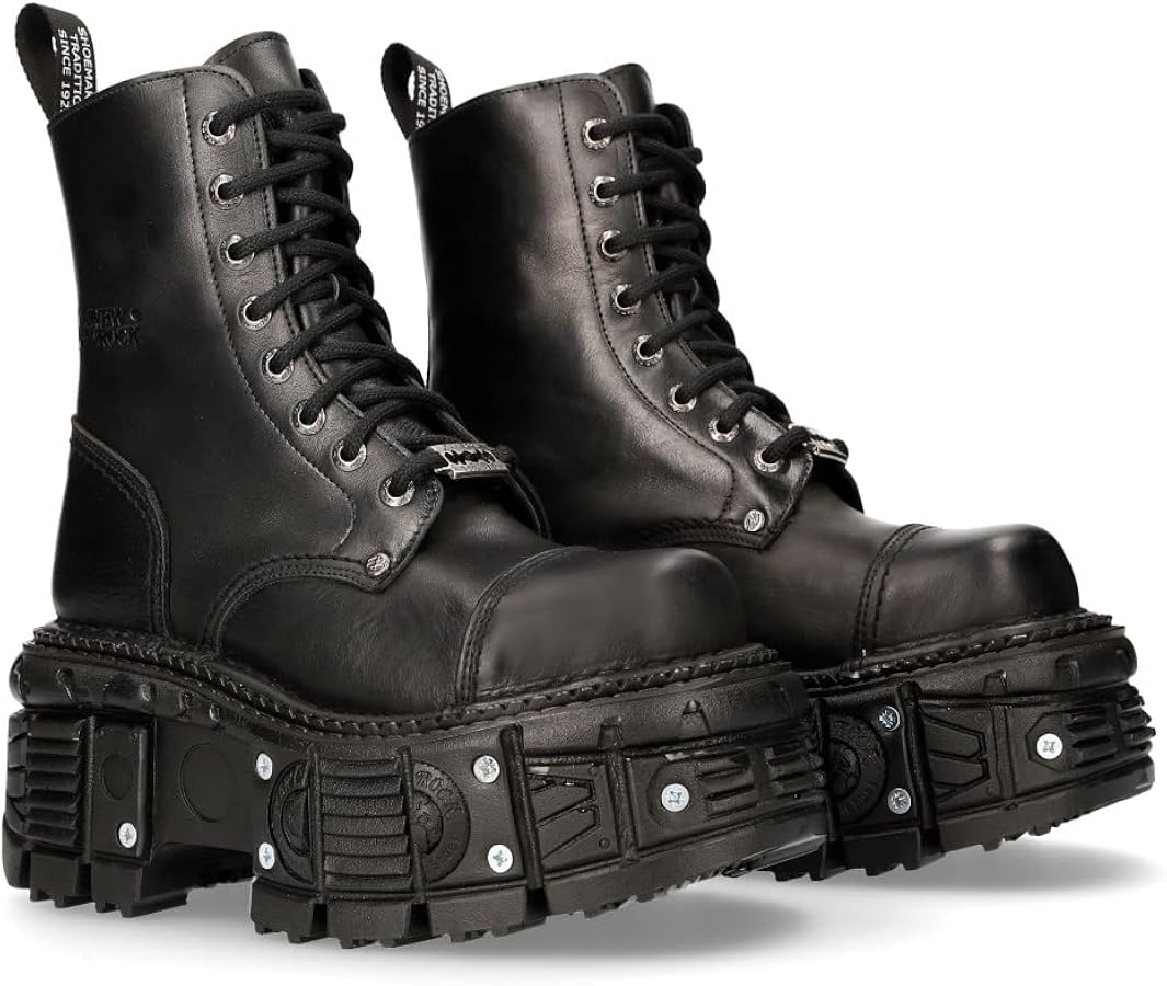 New Rock M-TANK083-C1/ブラック レザーブーツ 41 Amazon.com | New Rock M-TANK083-C1 Unisex Platform Boots in Black
