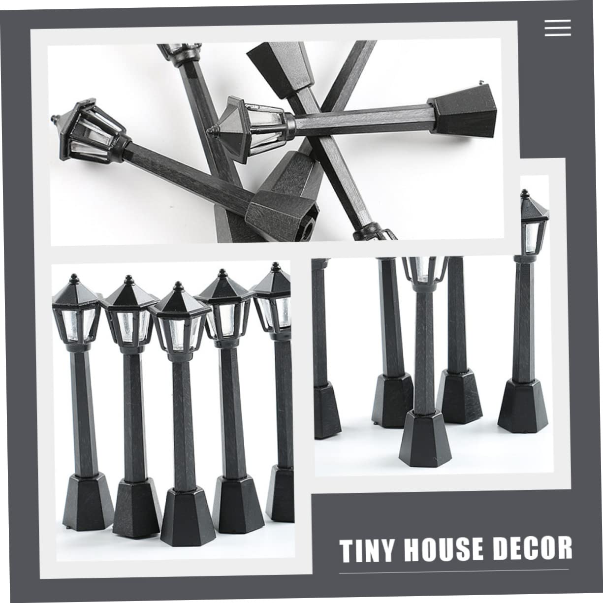 Sosoport 3sets Miniature Decorative Street Light Vintage Mini House Supply Led Miniature Lamps 8pcs*3