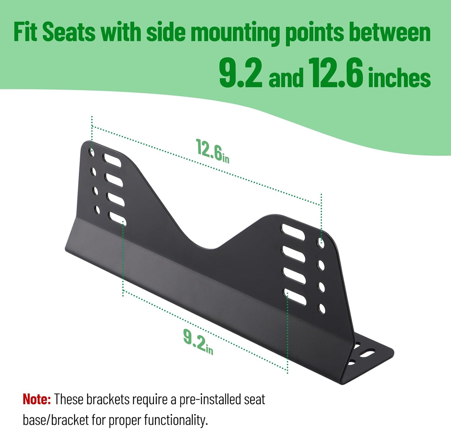Set of 2 Universal Racing Seat Mounting Assembly Kit - Side Mount Brackets with Seat Slider - Compatible with NRG, Sparco, and Most Aftermarket Seats