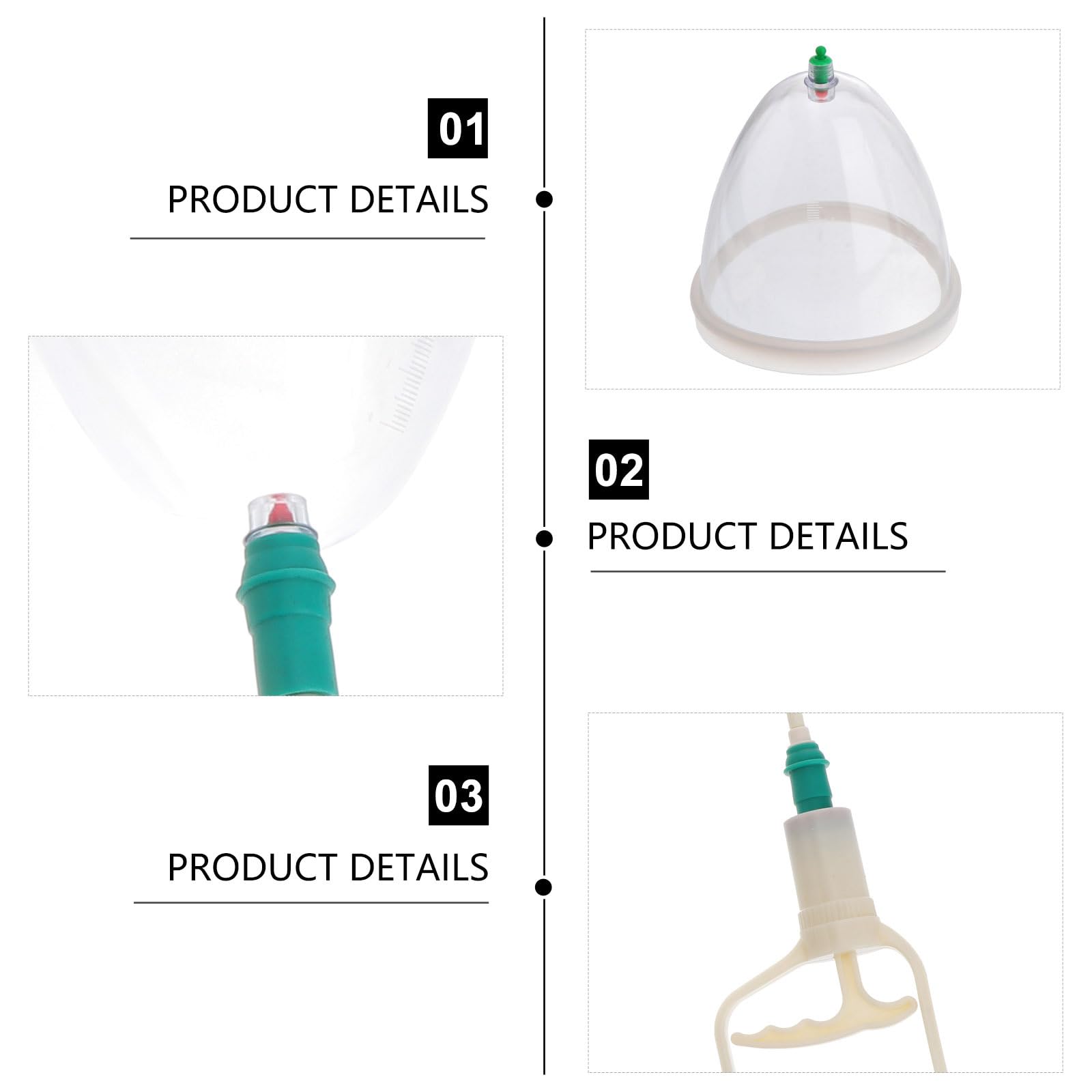 Healvian Ventouses De Massage Du Dos À Pression NéGative Avec PoignéE Lot De 2 Outil De Massage Pour Points D'Acupuncture Soulage Dos ÉPaules Et Cou Blanc 13.00X13.00X13.00Cm