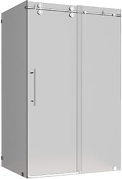 Aston Langham 44" to 48" x 35" x 75" Completely Frameless Sliding Shower Enclosure in Frosted Glass, Polished Chrome