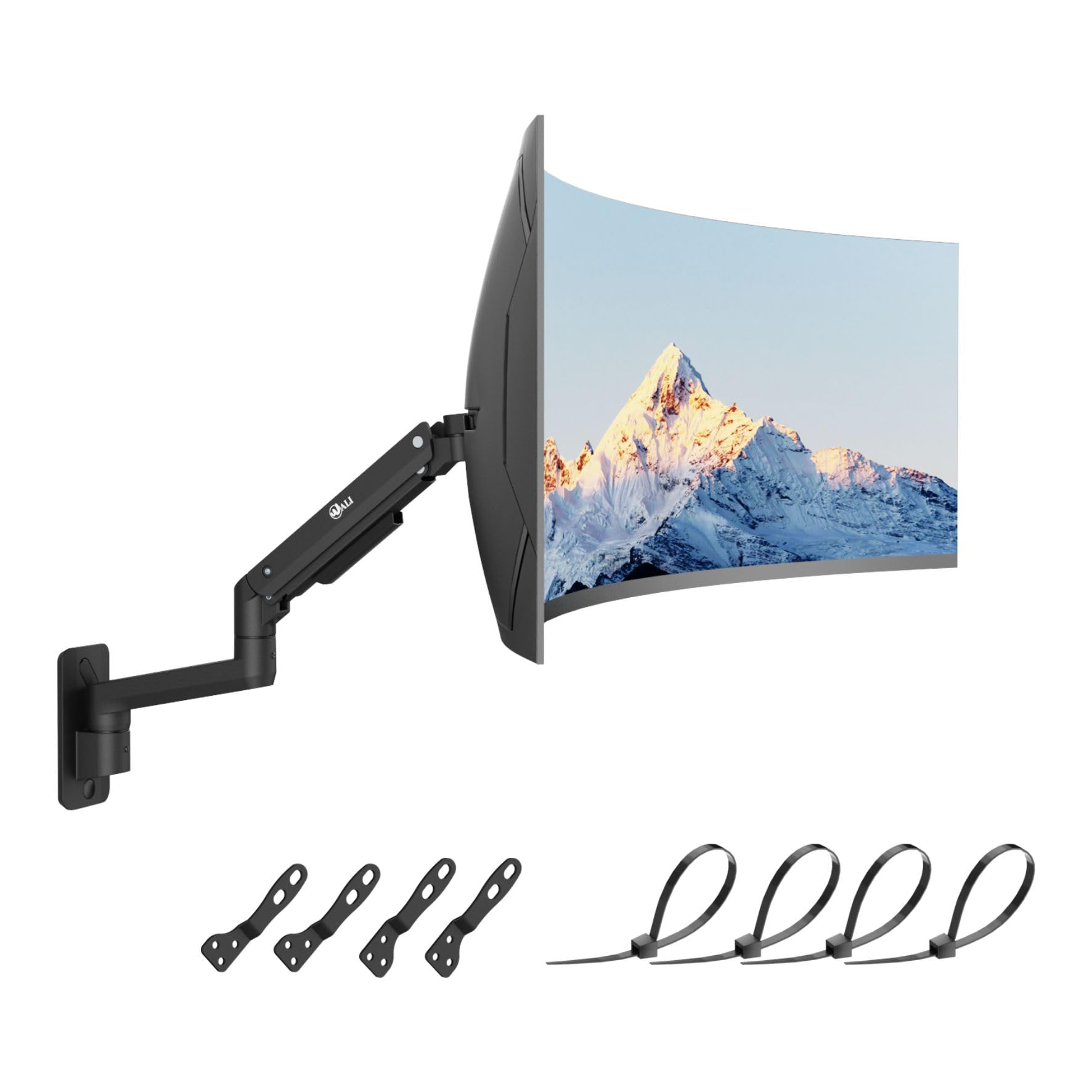 WALI Supporto da parete per monitor singolo, per schermi da 17" a 49", supporto da parete per monitor Ultrawide con braccio completamente regolabile a molla a gas, supporta fino a 20 kg, VESA 75 e 100