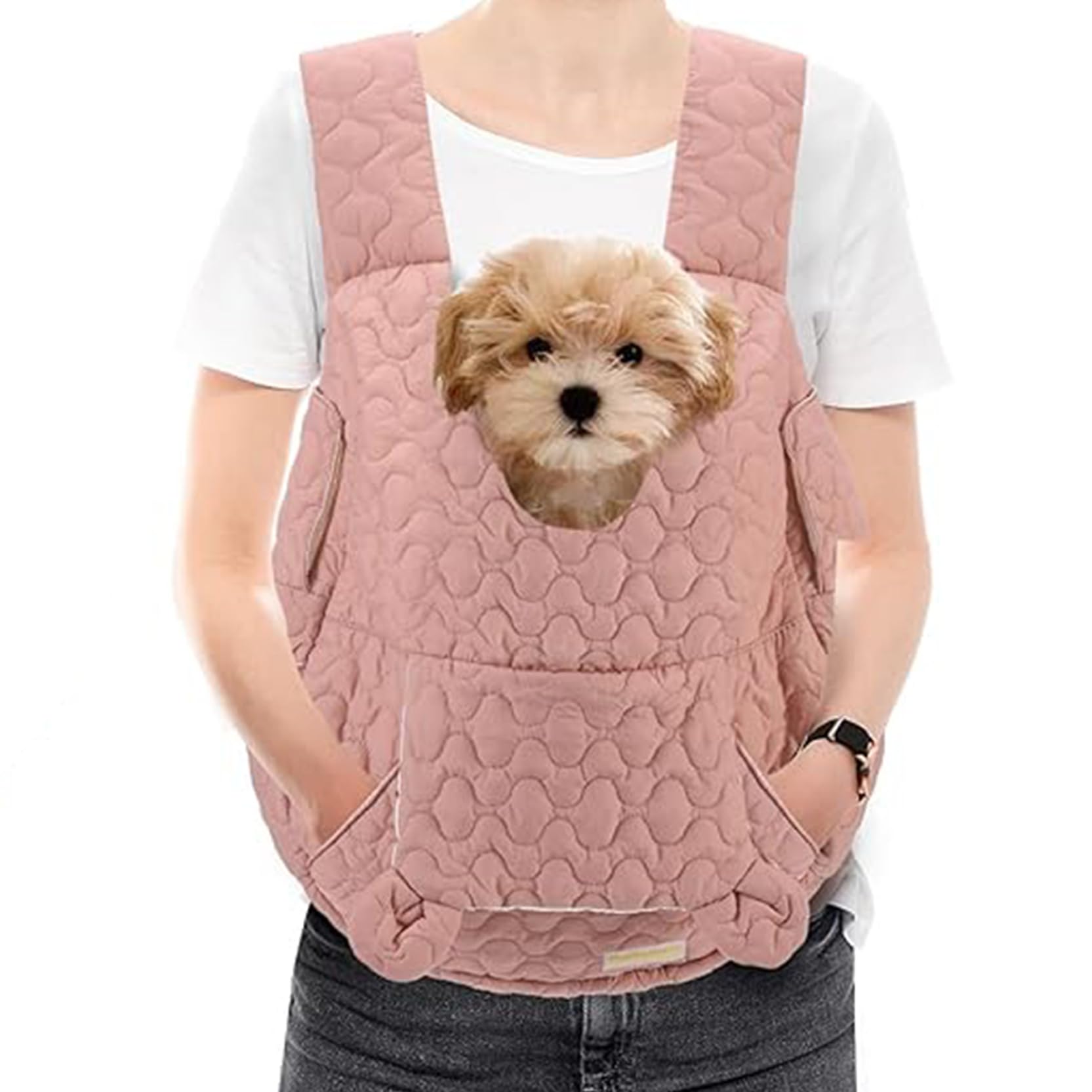 Mochila frontal con arnés ajustable y soporte de pecho para perros y gatos medianos de viaje