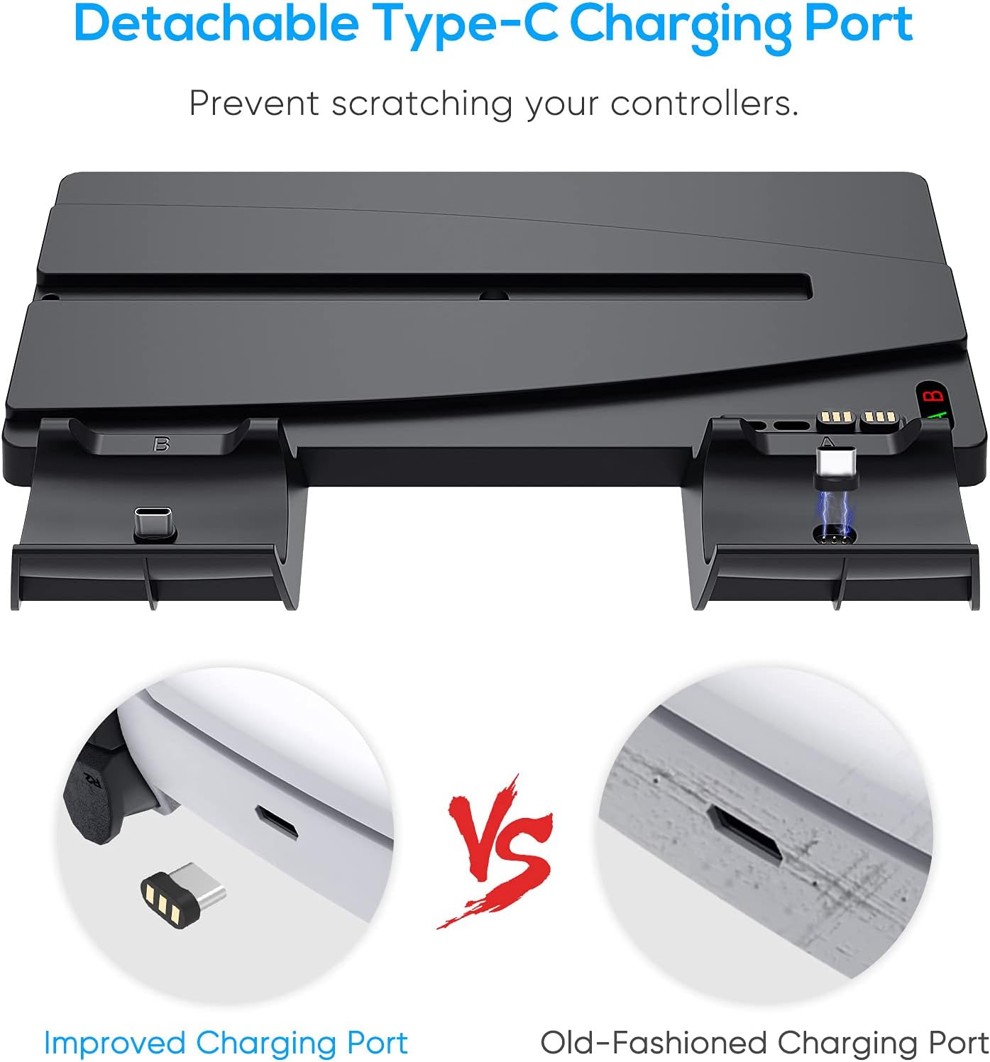 Vertical Stand with Controller Charger Compatible with PS5 Console, YUANHOT Charging Station Dock with 4 USB-C Plugs