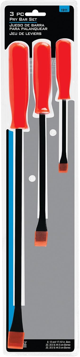 Performance Tool 1911 8-Inch, 12-Inch, and 17.5-Inch Bars with High Visibility Plastic Handles for Maximum Grip and Control during Heavy-Duty Tasks