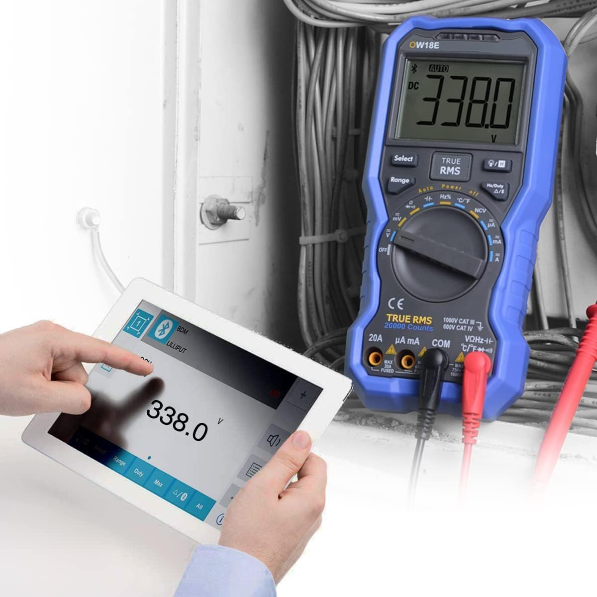 OW18E Digital multimeter,20000 Zählung True-RMS Voltmeter Ohmmeter, Hintergrundbeleuchtung LCD-Display, Bluetooth-Verbindung, für AC/DC Spannung Strom Widerstand Kapazität Diodentemperatur