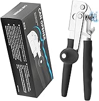 AGIgear Commercial Stainless Steel Can Opener - Heavy Duty Manual Hand Crank with Ergonomic Long Handles & Bottle Opener, Black