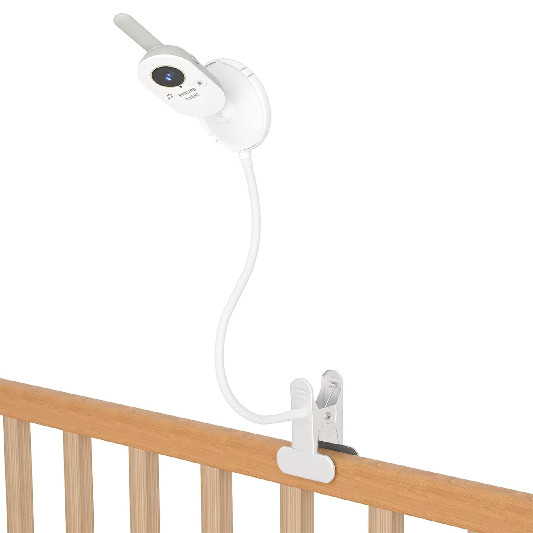 Supporto per baby monitor video per Philips Avent Babyphone SCD843/26, SCD833/26, SCD630/26, adatto per tavoli e culle con uno spessore inferiore a 4,5 cm (supporto a clip)