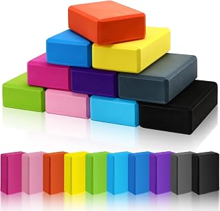 Yilloog 10-Pack EVA Foam Yoga Blocks - Lightweight Non-Slip Bricks for Pilates, Stretching, Meditation & Beginners Yoga Support