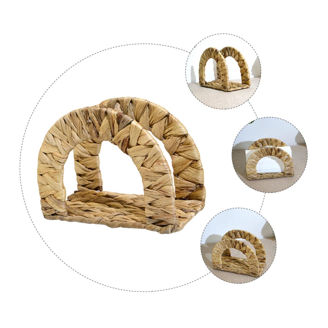 Servilletero de Pie Beige de Junco Calabaza para Restaurante y Fiesta | Estructura Estable, Bordes Lisos sin Rebabas, Uso Amplio en Comedor y Cocina