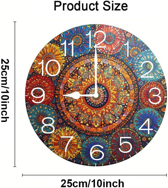 Miniatura 2 de Uptell Relojes de pared redondos rústicos bohemios de madera de cuarzo, funciona con pilas, decoración rústica del hogar, relojes de entrega para