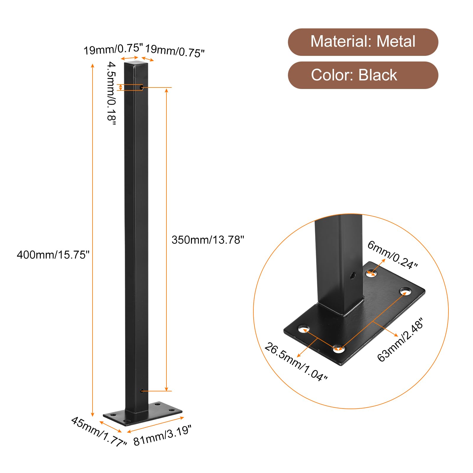 QUARKZMAN Flotantes Estante Soportes, 4uds 16"(400mm) Industriales Metálicos Soportes para Estantes Pared Montados Estante Soportes, Negro