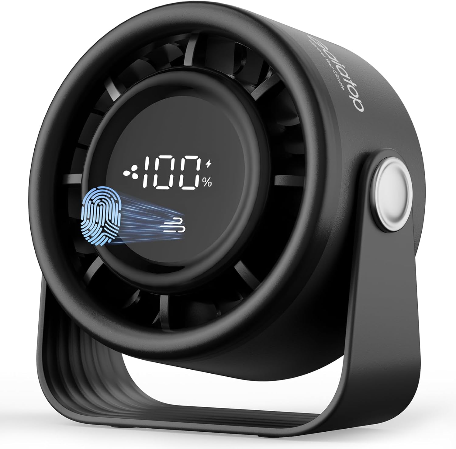 Gaiatop Small Desk Fan Rechargeable, Quiet Personal Table Fan, Touch Control Display, 360° Tilt, 5-Speed Strong Wind, 4000mAh Battery, Small Fans for Bedroom Dorm Office, Gifts for Women Men, Black