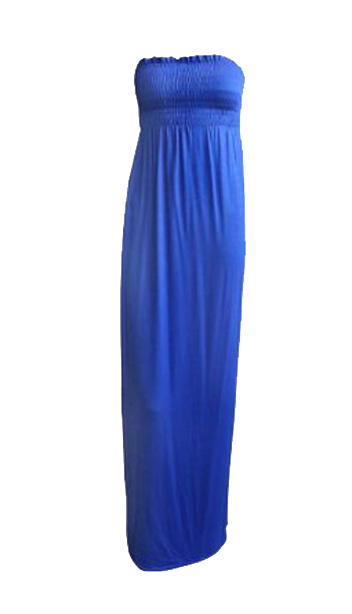 Asfashion Shirred Bandeau Maxi Dress - Viscose, Red, Size 12-14 UK, Side Split, Casual Summer Dress - View #10