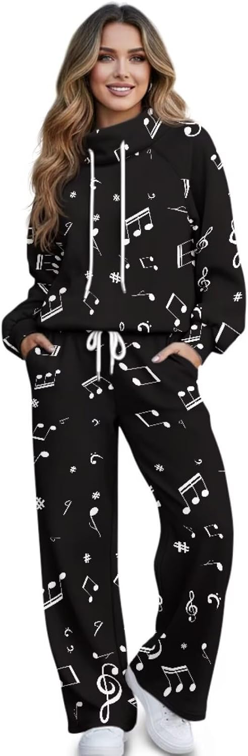 Women 2 Piece Workout Sets Soft High Waisted Stretch Wide Leg Sweatpants Breathable Lounge Yoga Tracksuit Sets