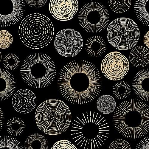 ReWallpaper Modern Circle Black and Gold Wallpaper Peel and Stick Contact Paper Boho Printed Peel & Stick Wall Paper Roll 17.5in X 10ft Removable Stick On Wallpaper for Bathroom Living Room Decor