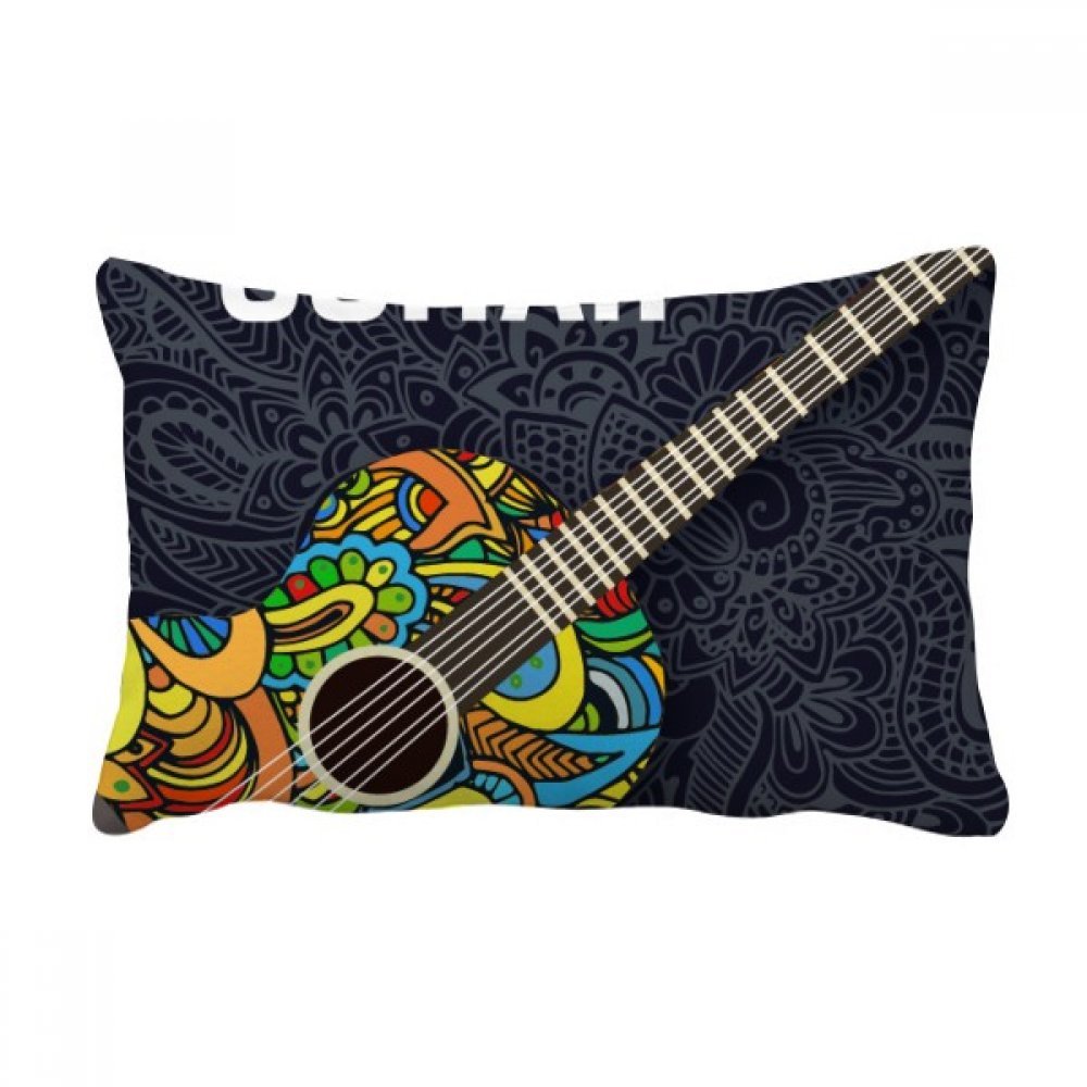 Coussin oreiller lombaire guitare instrument de musique 16x24 pouces décor canapé multicolor