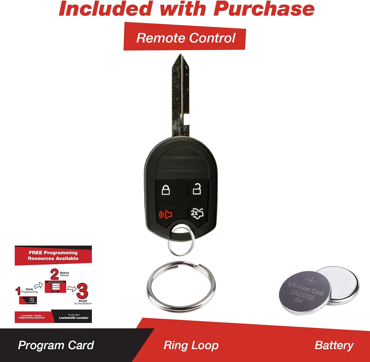 KeylessOption Keyless Entry Remote Control Fob Uncut Blank Ignition Car Key Replacement for CWTWB1U793