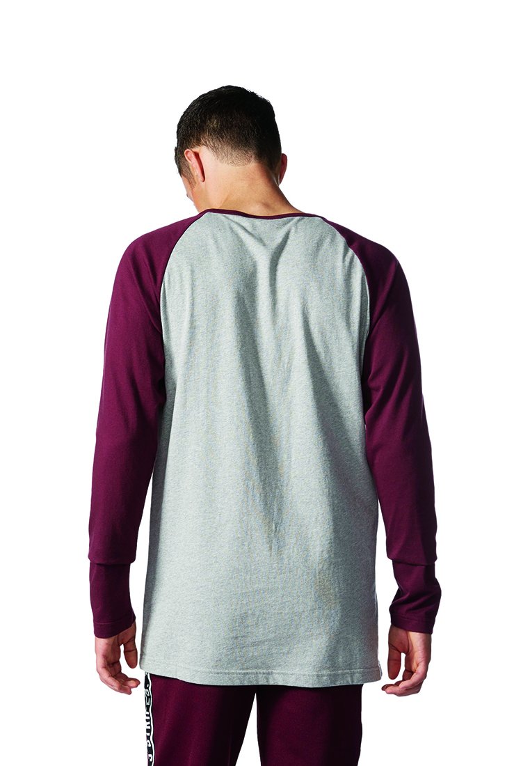 adidas Męskie Essenials Longsleeve, Medium Grey Heather/Maroon, XXL