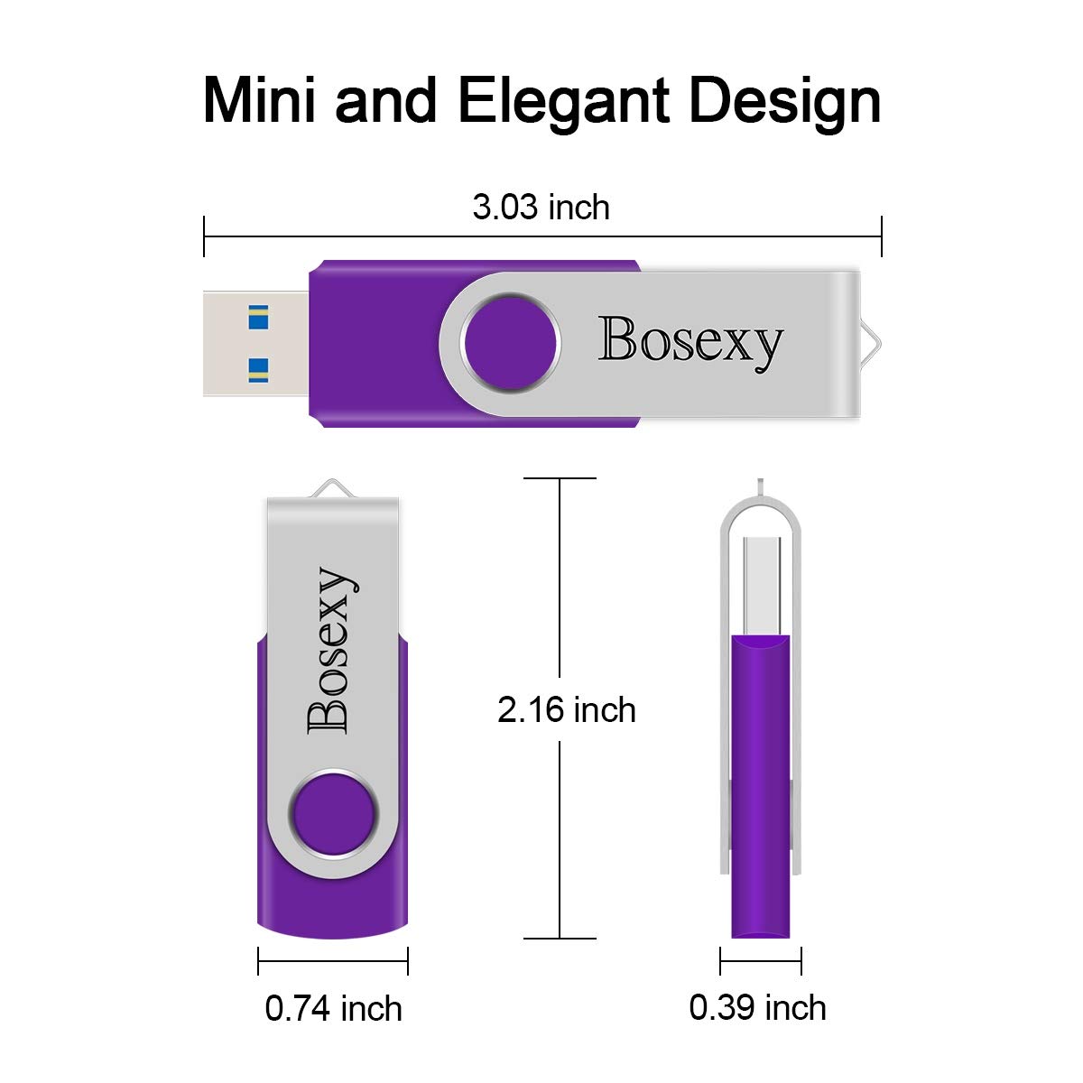 Chiavetta USB 3.0 da 32 GB, design girevole, con pollice ad alta velocità, per foto e video (Mixcolors: blu, viola, rosso, verde, arancione)