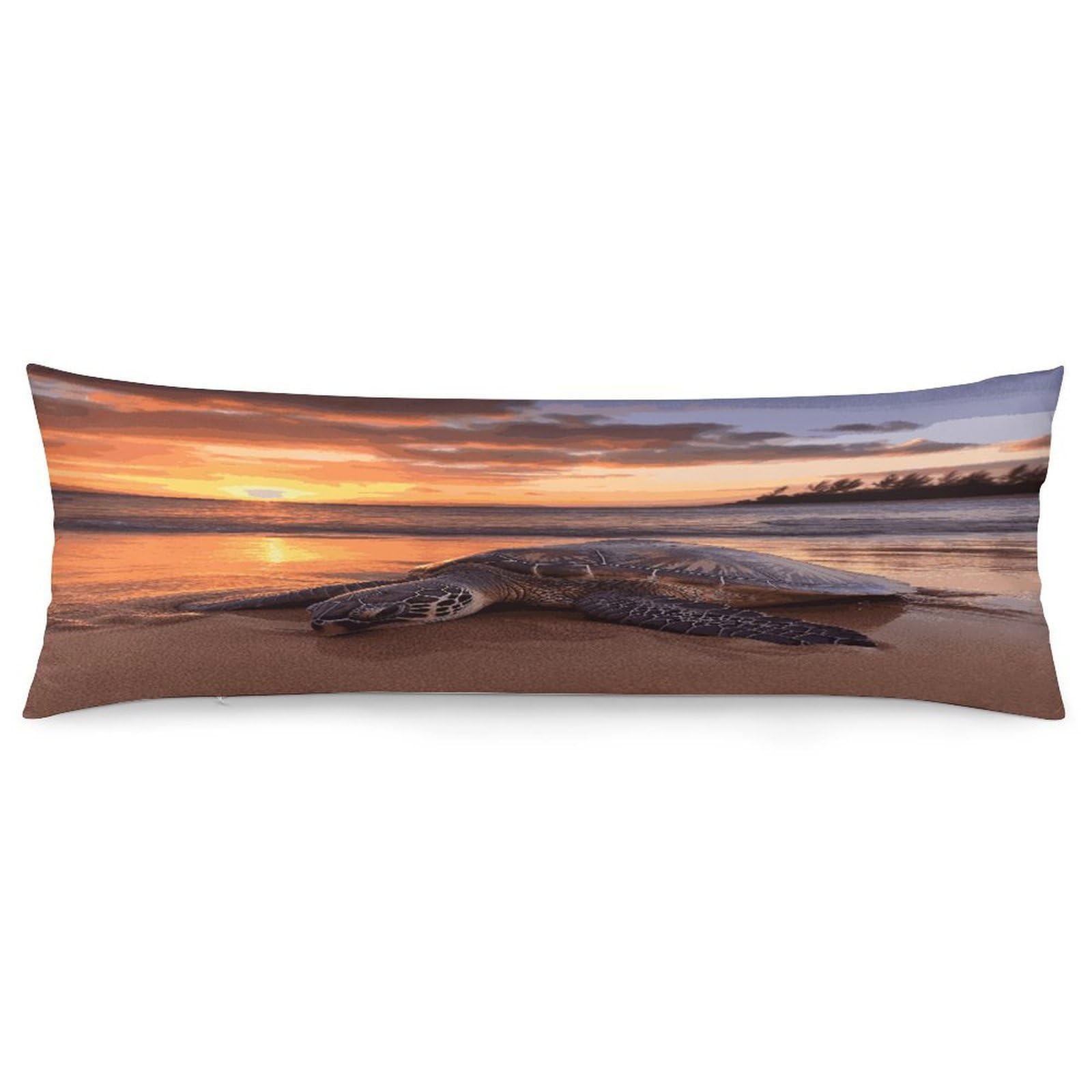 Sea Turtle Sunset Pillowcase Decorative Long Body Pillow Case Soft Breathable Body Pillow Cover Modern Large Pillowcase Cute Body Pillow Pillowcases for Bedroom Couch 18.9 X 53 Inch