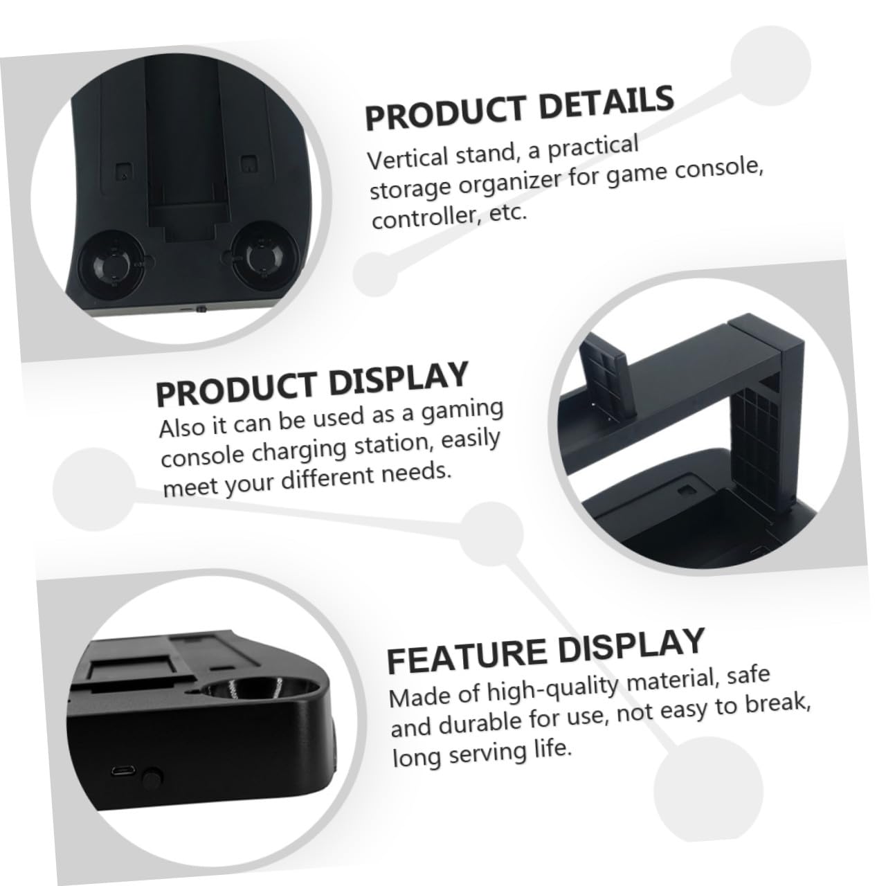 Support de Console de Jeux VR Noir en Abs, Station de Recharge et Affichage pour Manettes VR, Accessoire Gaming pour Sessions de Jeu Prolongées